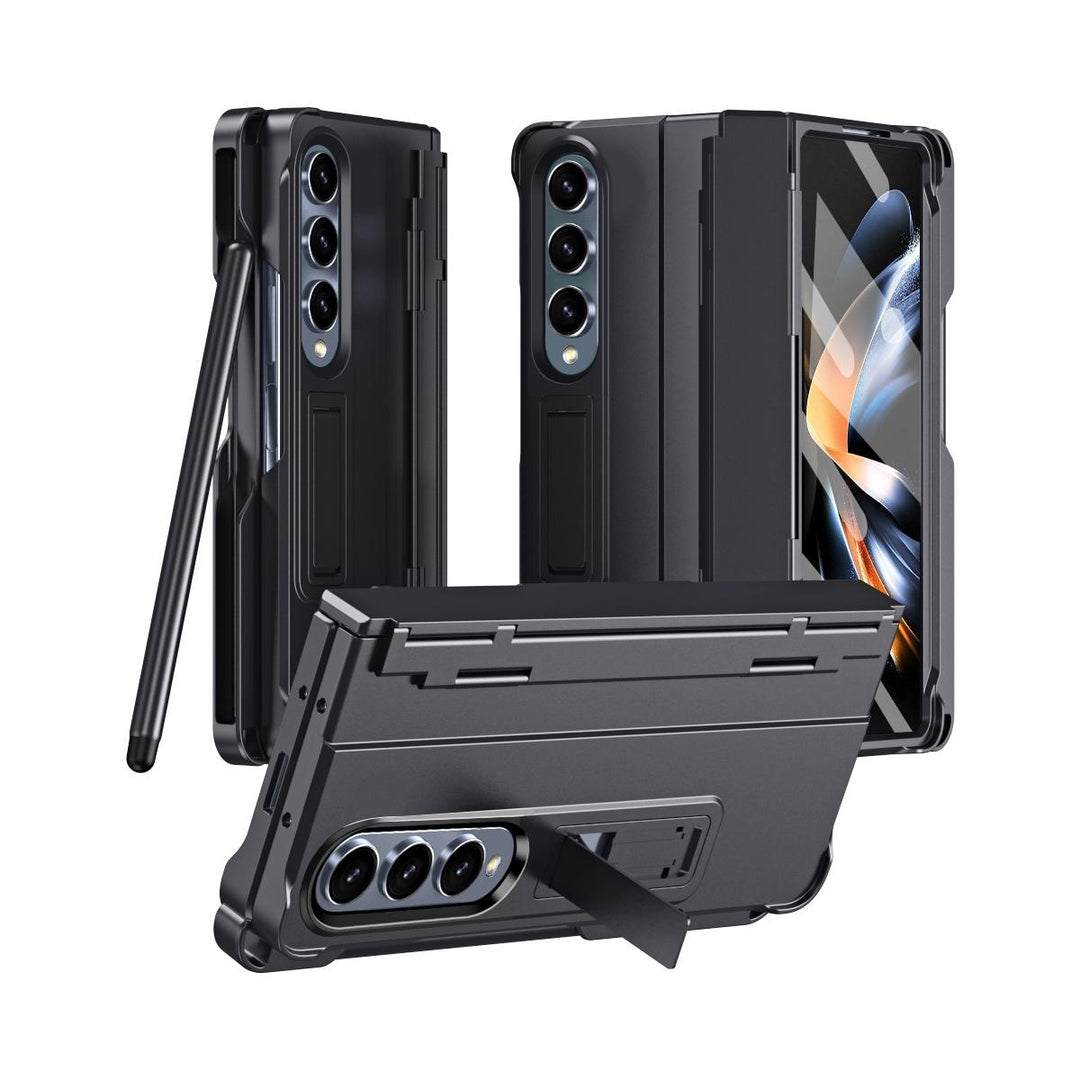 For Samsung Galaxy Z Fold4 5G Shockproof Diamond Case With Hinge And Pen - Black