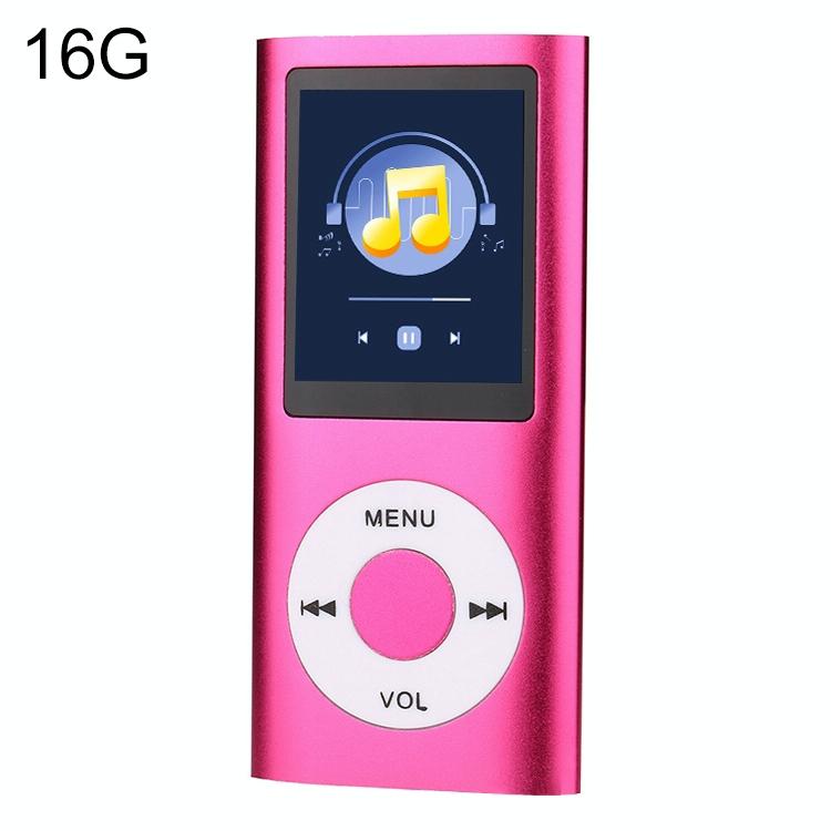 1.8 Inch Metal Mp4 Player + 16G Tf Card + Earphone + Cable - Rose Red - With 16G Tf Card+Earphone+Cable