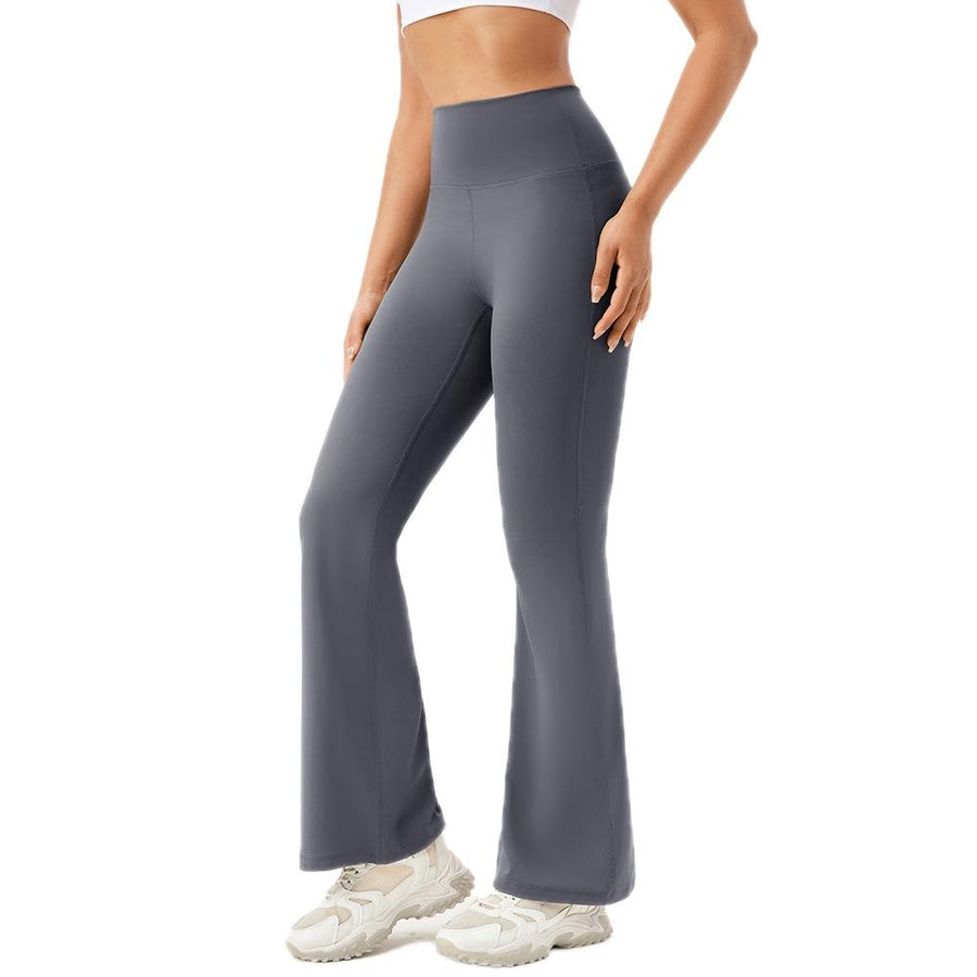 High Waisted Elastic Yoga Flared Pants Size L - Blue Gray - M