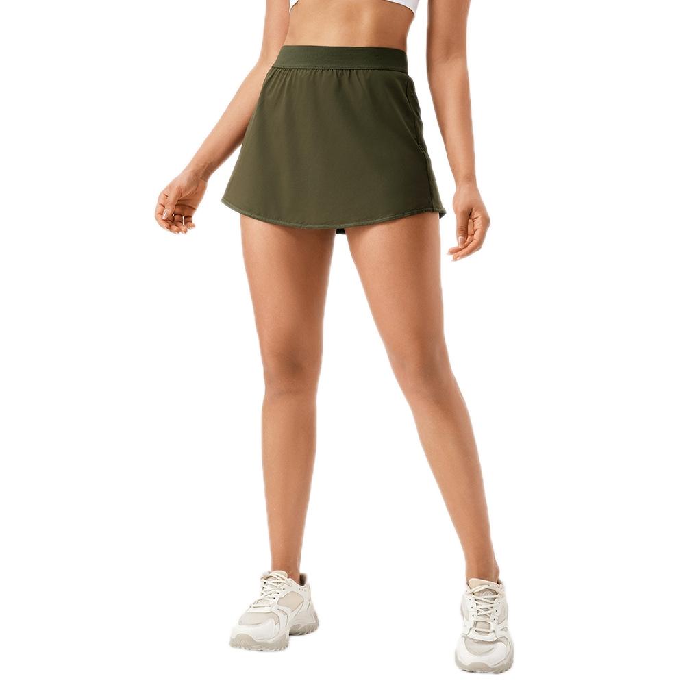 Quick Drying Women Yoga Skirt Pants Breathable & Fake Two Piece Size L - Green - M