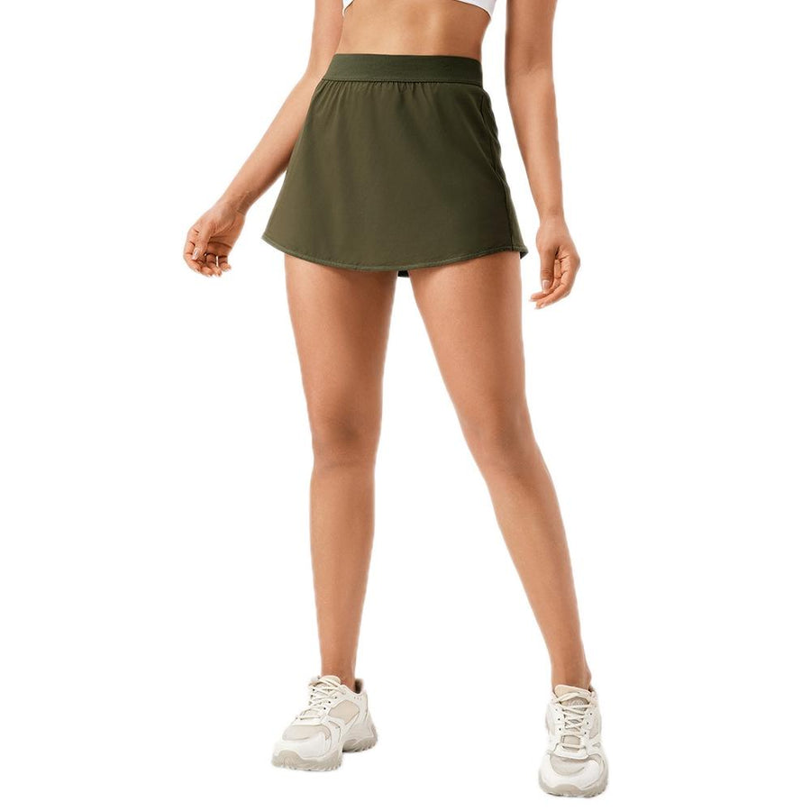 Quick Drying Women Yoga Skirt Pants Breathable & Fake Two Piece Size L - Green - M