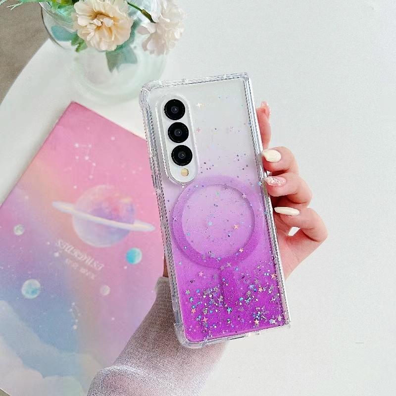 For Samsung Galaxy Z Fold4 5G Sparkle Tpu Case With Magsafe - Purple