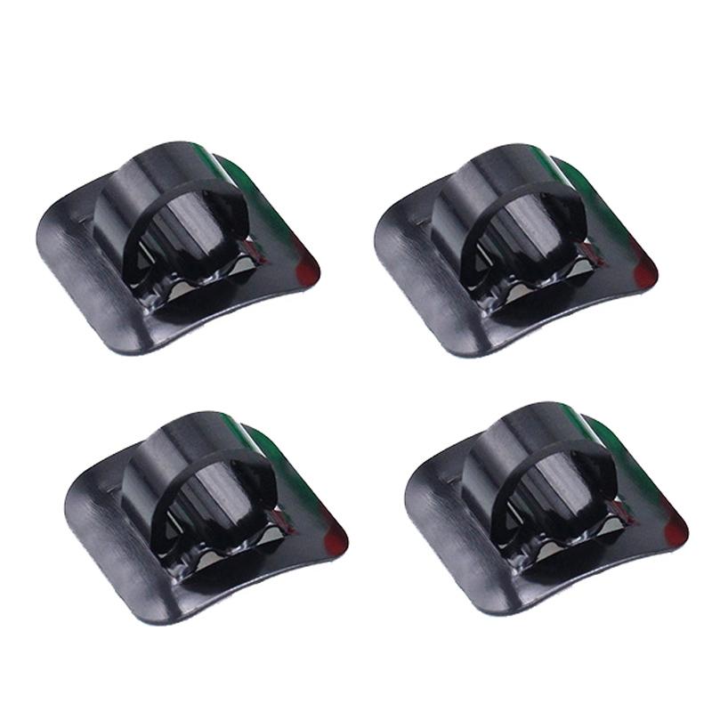 4-Piece Bike Hose Line Guide Adhesive C Buckle Aluminum Alloy Style - Black