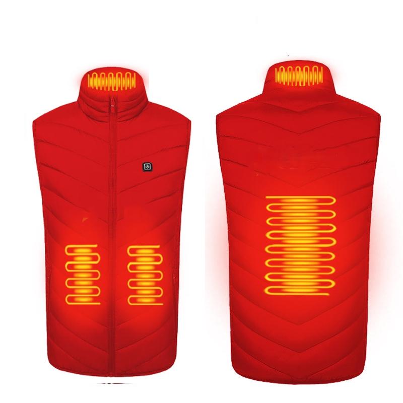 4 Area Single Control Usb Electric Heating Undershirt Intelligent Warm Vest - Red - L