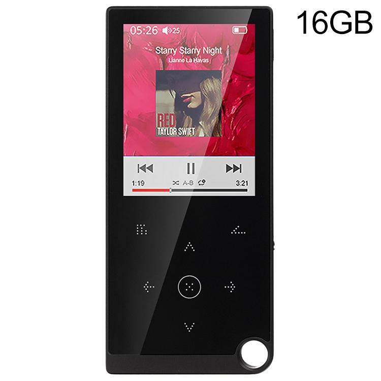2.4 Inch Touch Mp4 / Mp3 Player 16Gb Memory E Book / Alarm / Timer No Bluetooth - Black
