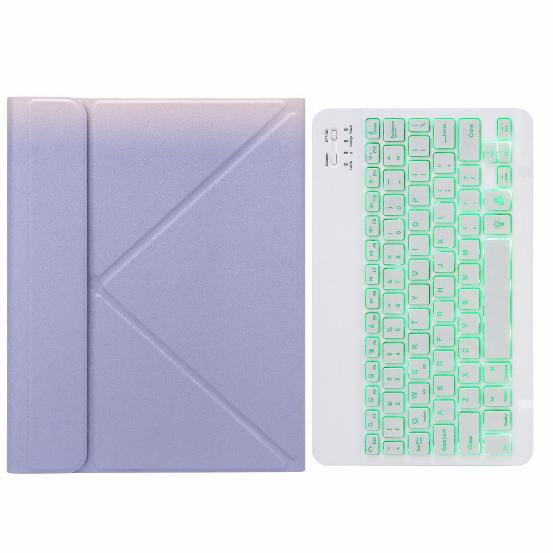 Bluetooth Keyboard Leather Case For Ipad Pro 11 With Three-Fold Holder & Backlight - Purple