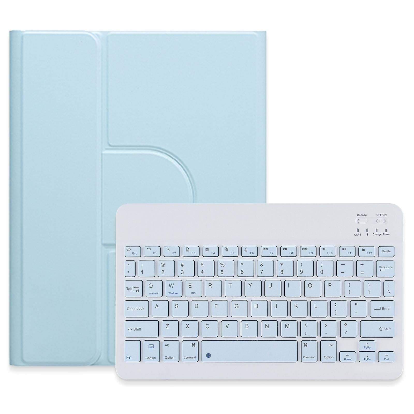 360 Degree Rotatable Bluetooth Keyboard Leather Case - Square Button - Light Purple - For Ipad 10.2 2021 / Air 2019