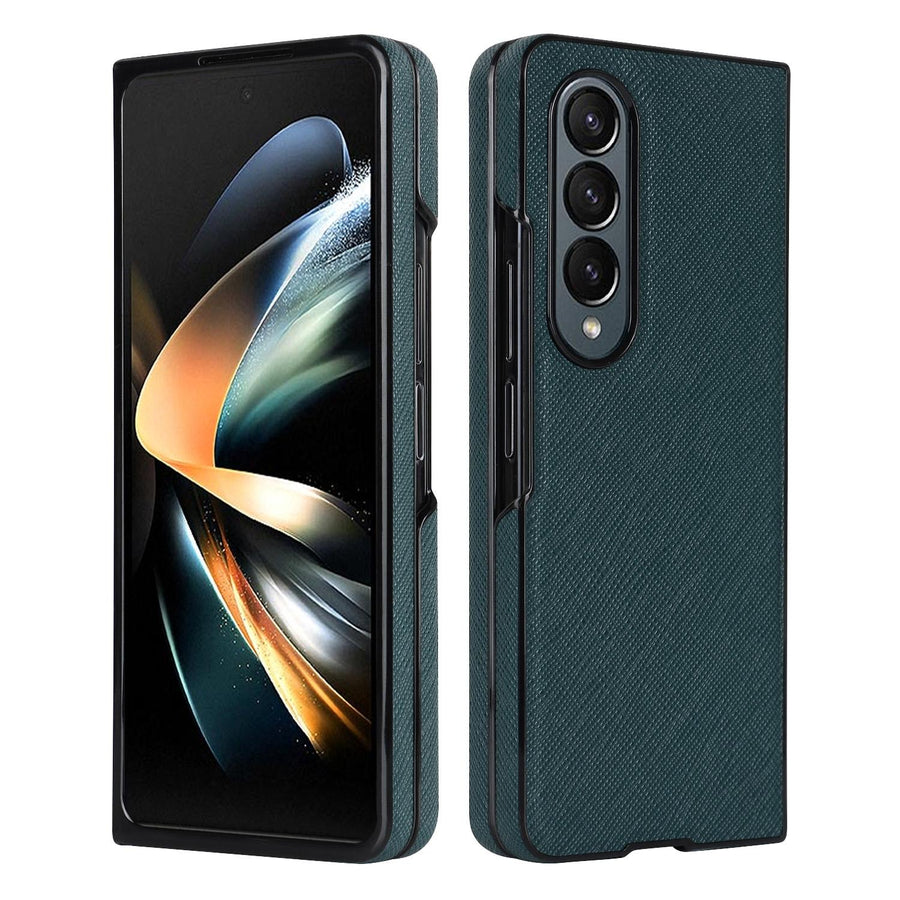 For Samsung Galaxy Z Fold4 5G Foldable Cross Pattern Phone Case - Compact Design - Green