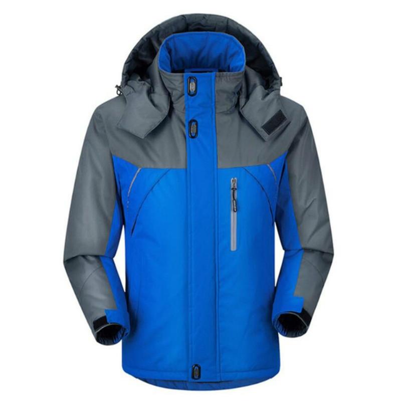 Men Winter Thick Fleece Waterproof Outwear Down Jackets Coats - Size Xxxxxl Blue