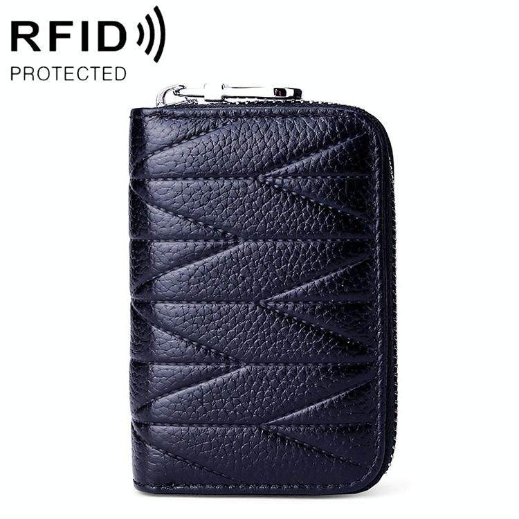 Women Anti Magnetic Leather Rfid Wallet - Dark Blue