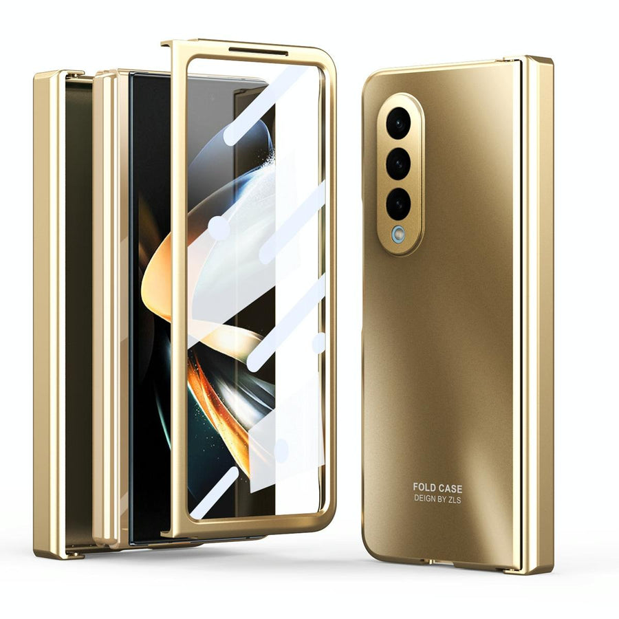For Samsung Galaxy Z Fold4 5G Foldable Electroplated Case - Champagne Gold