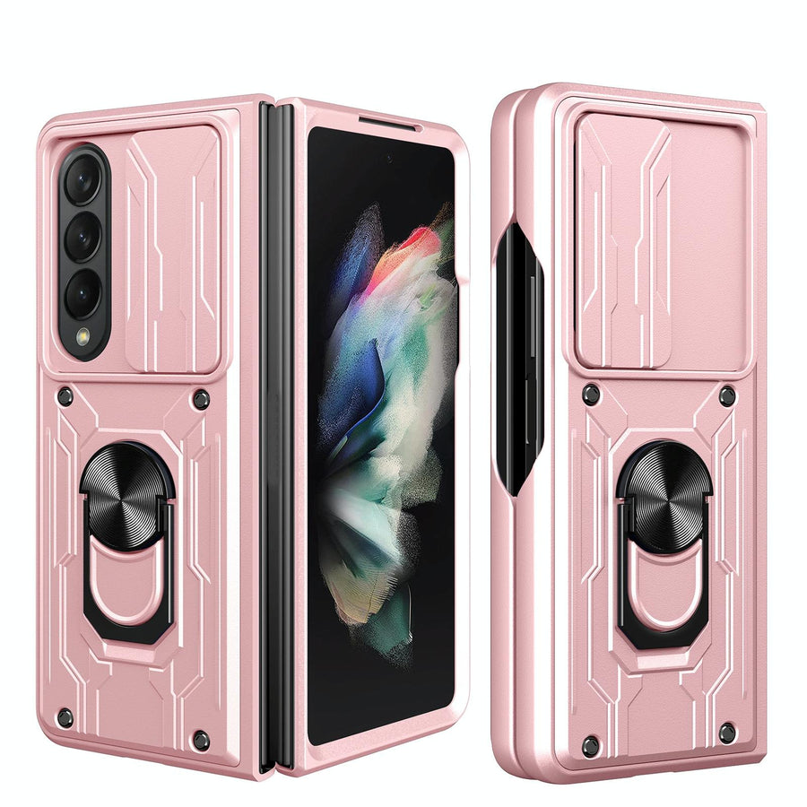 For Samsung Galaxy z Fold4 5G Protective Sliding Camshield Phone Case - Rose Gold