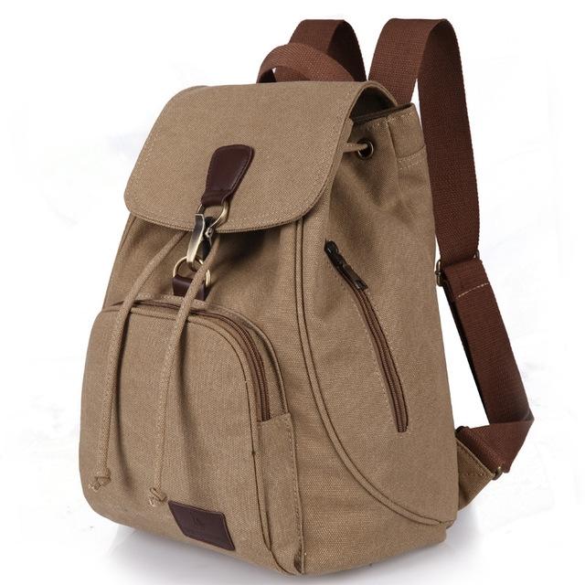 Women Canvas Laptop Backpack - Compact and Stylish - Khaki