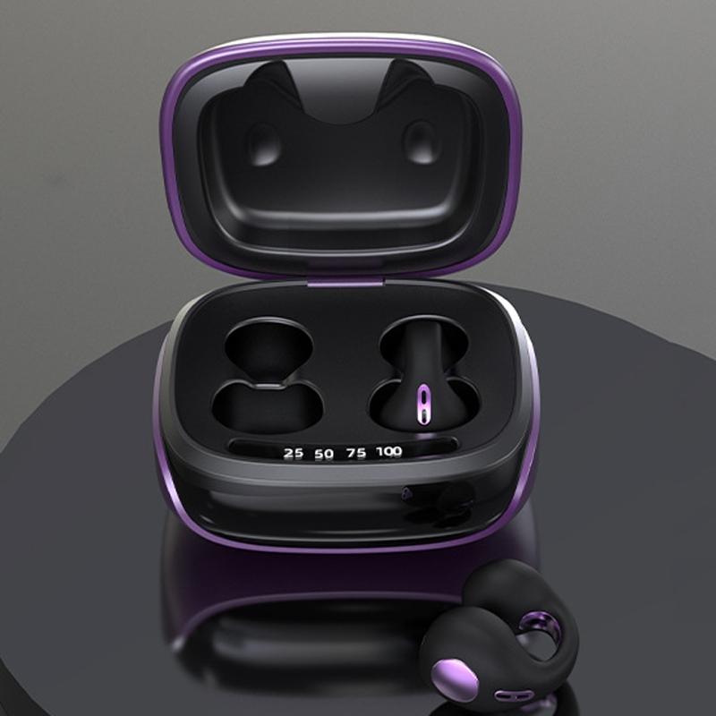 Wireless Bone Conduction Clip-on Bluetooth Headset - Noise Reduction - Purple