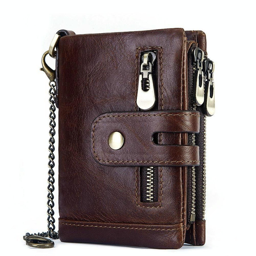 Men Rfid Leather Tri-fold Wallet - Secure & Stylish - Brown