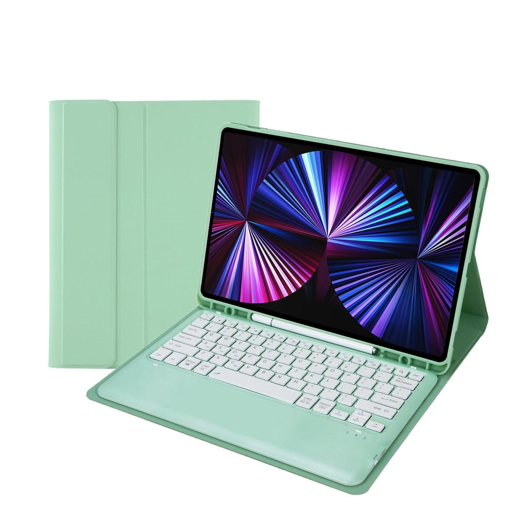 Detachable Bluetooth Keyboard Leather Case For Ipad Pro 12.9 2021 / 2020 / 2018 With Pen Slot - Mint Green