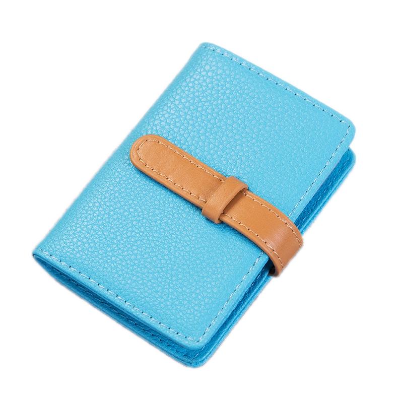 Portable Pu Leather Card Holder - Business & Credit Cards - Blue