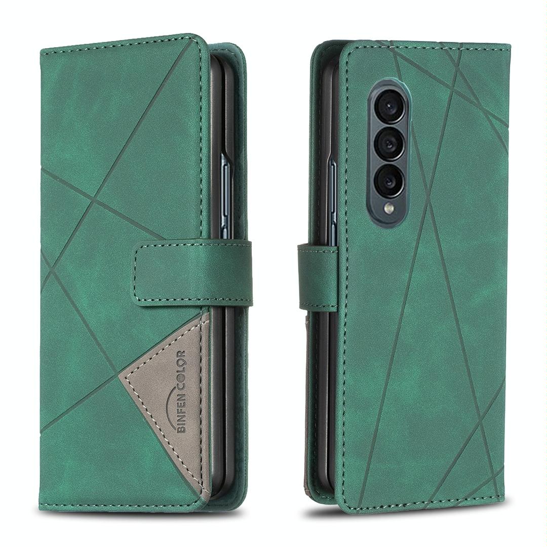 For Samsung Galaxy Z Fold4 5G Magnetic Rhombus Texture Case - Green