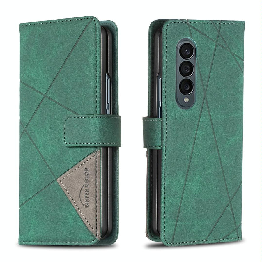 For Samsung Galaxy Z Fold4 5G Magnetic Rhombus Texture Case - Green