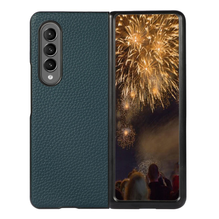 For Samsung Galaxy Z Fold4 5G Litchi Texture Case - Two Tone - Green