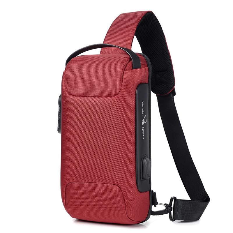 Men's Anti Theft Oxford Chest Bag - Red