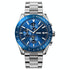 Stainless Steel Strap Quartz Watch for Men with Date and Six Pin Design - Silver Blue