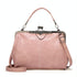 Adjustable Leather Crossbody Bag with Vintage Buckle - Pink