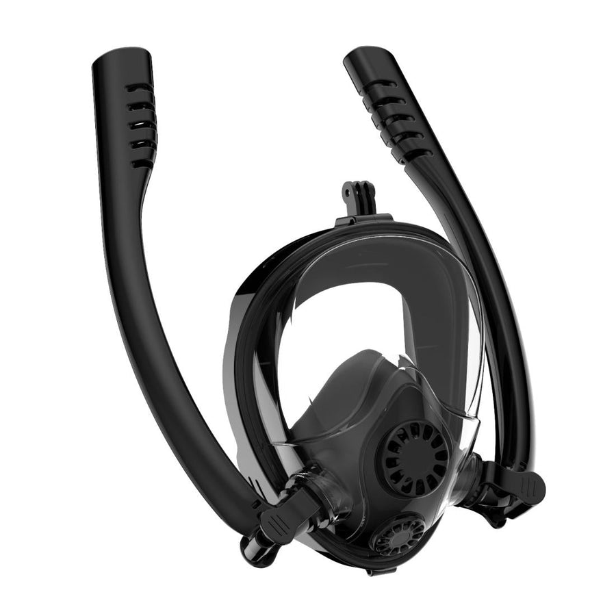 Full Dry Silicone Diving Mask for Water Sports and Gopro Hero11 - Black