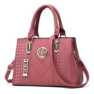 Women Leather Messenger Handbag - Stylish and Functional - Pink