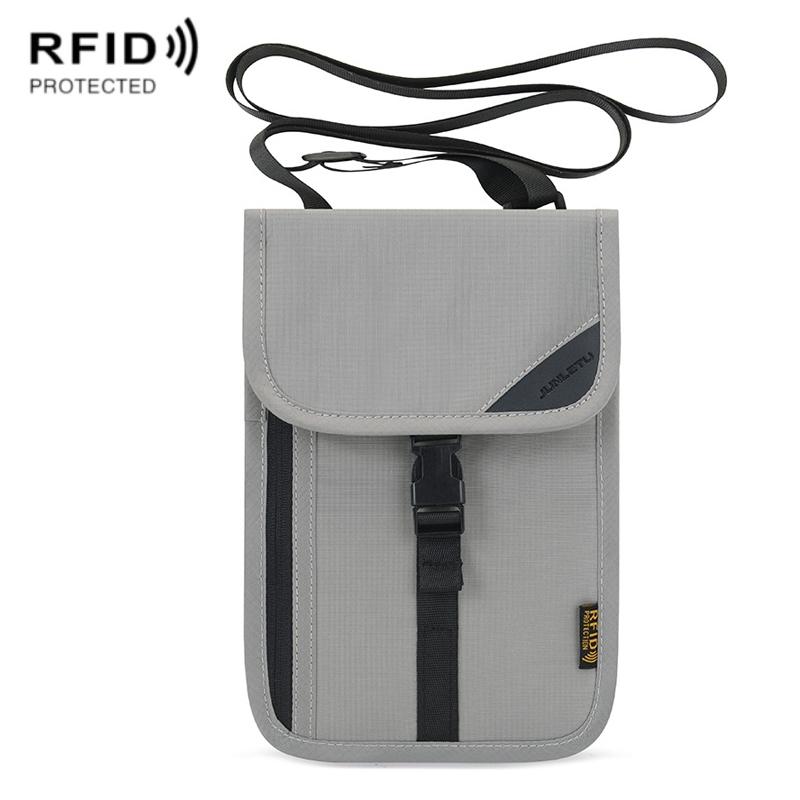 Neck Strap Rfid Passport Bag for Travel - Light Grey