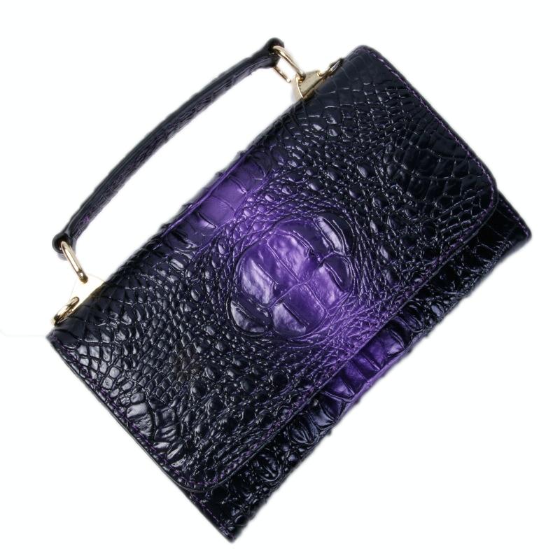 Versatile Lady Crossbody Wrist Bag - Multi-functional - Crocodile Head Purple