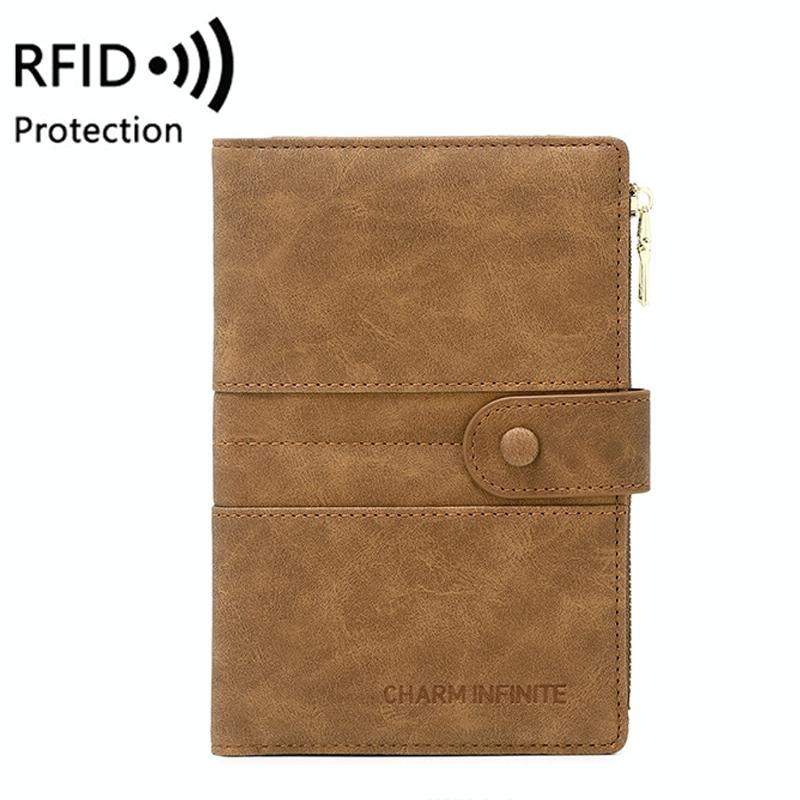 Rfid-protected Multi-card Travel Document Pouch - Coffee