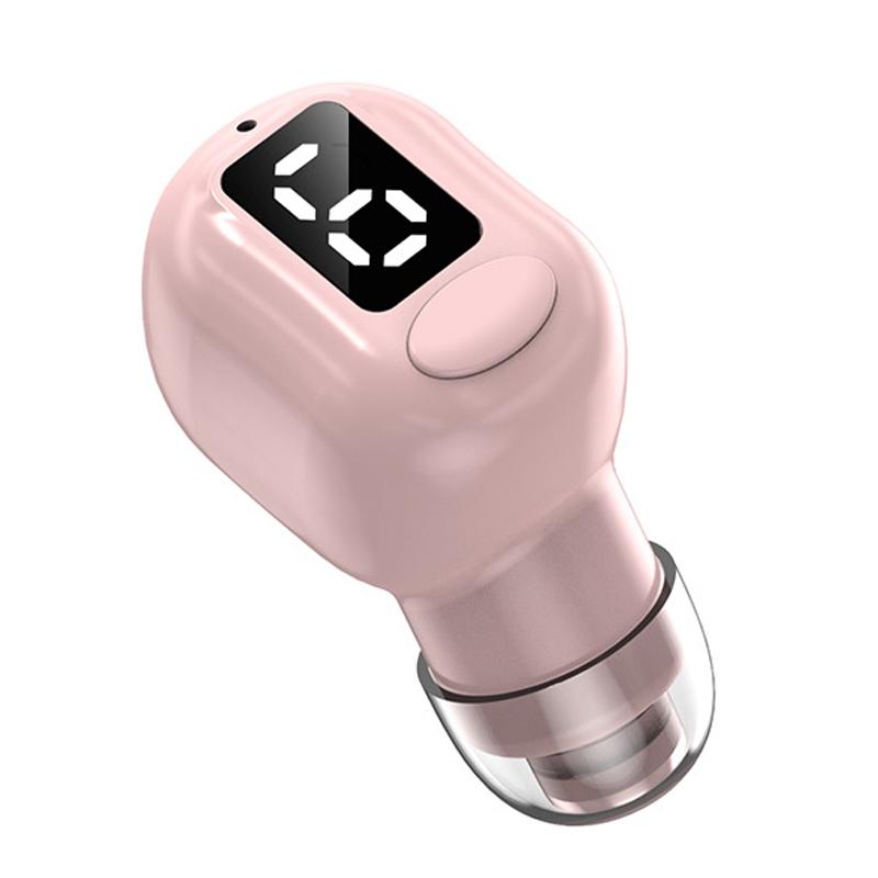Mini Bluetooth Earphones with M5 Digital Display - Pink