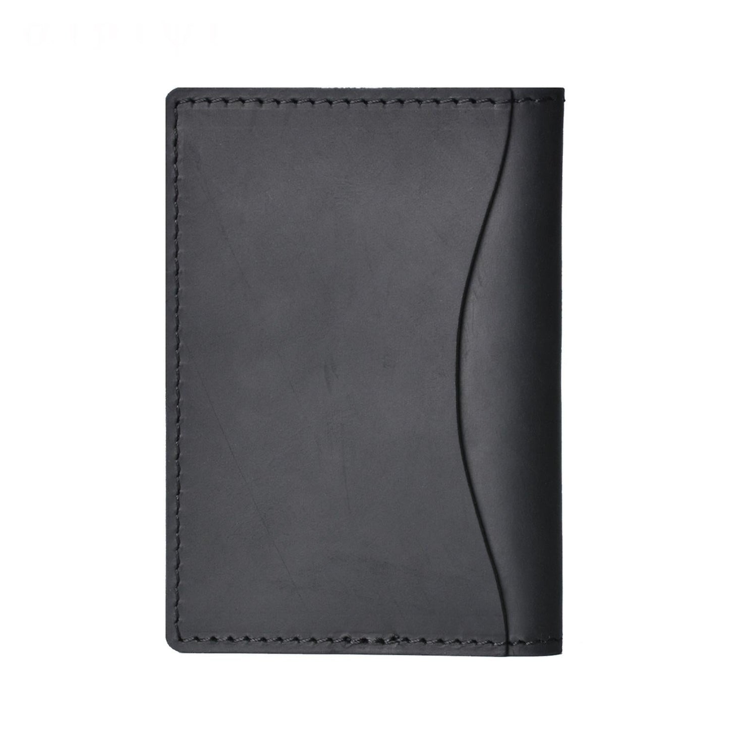 Minimalist Cowhide Card Holder Compact Wallet For Bank & Membership Cards - Black