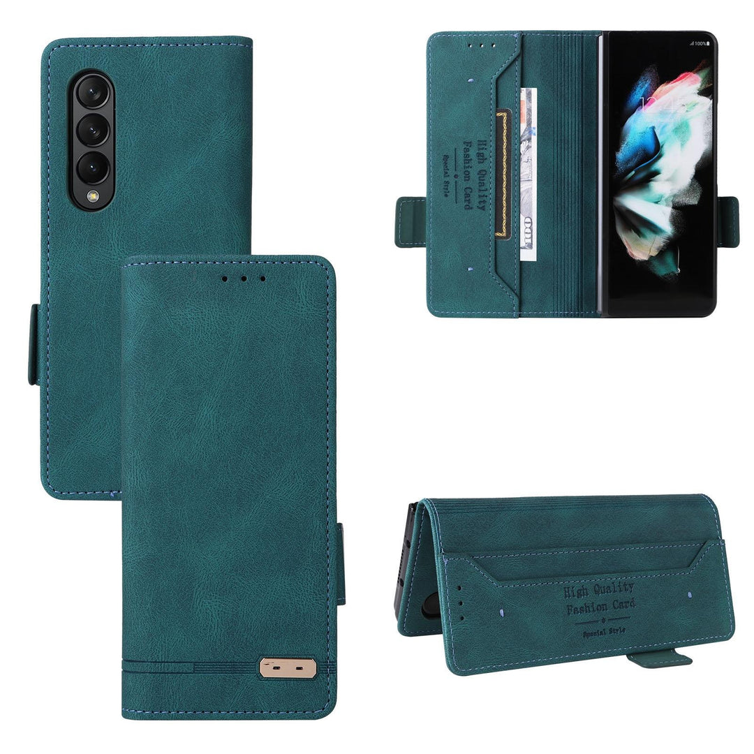 For Samsung Galaxy Z Fold4 5G Leather Flip Case With Magnetic Clasp - Green