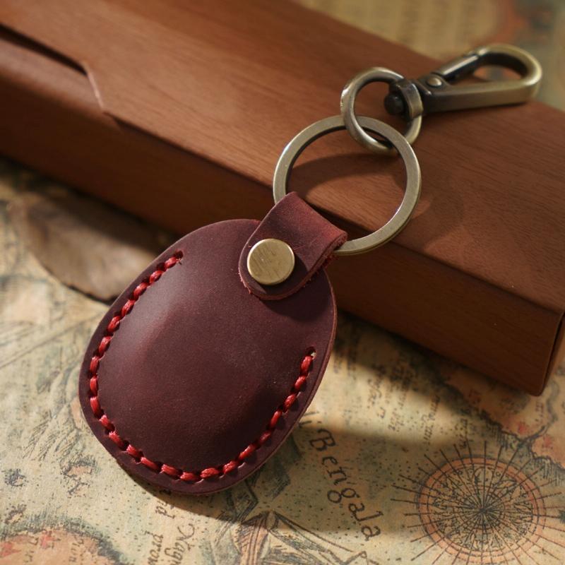Vintage Leather Proximity Card Holder Access Control - Red
