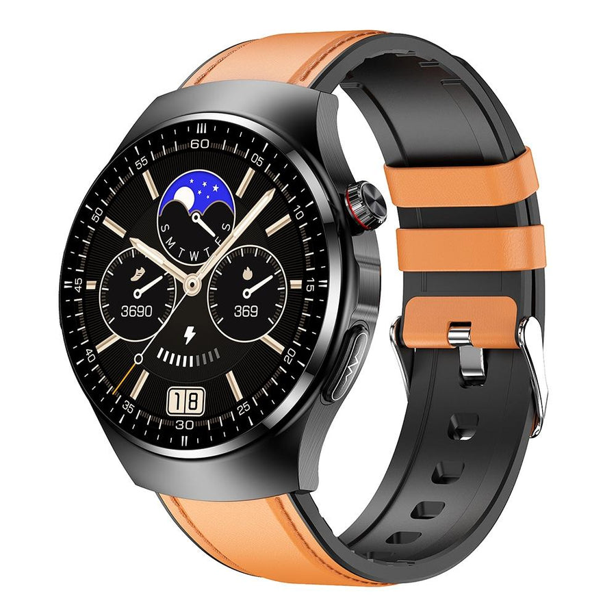 1.39 Inch Ip67 Waterproof Sports Health Monitoring Smart Bluetooth Calling Watch - Brown Leather