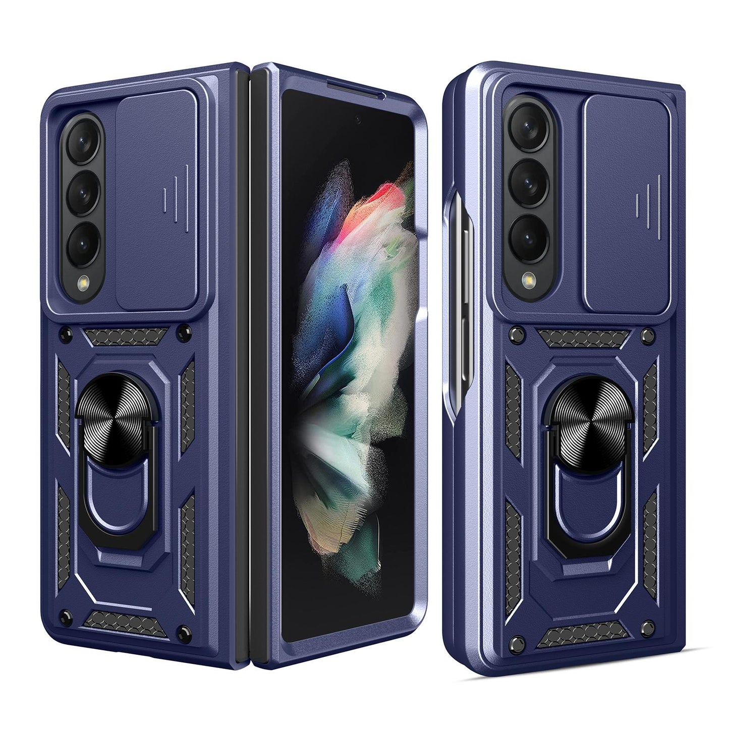 Samsung Galaxy z Fold 4 Tpu Pc Case with Sliding Camera Cover - Blue