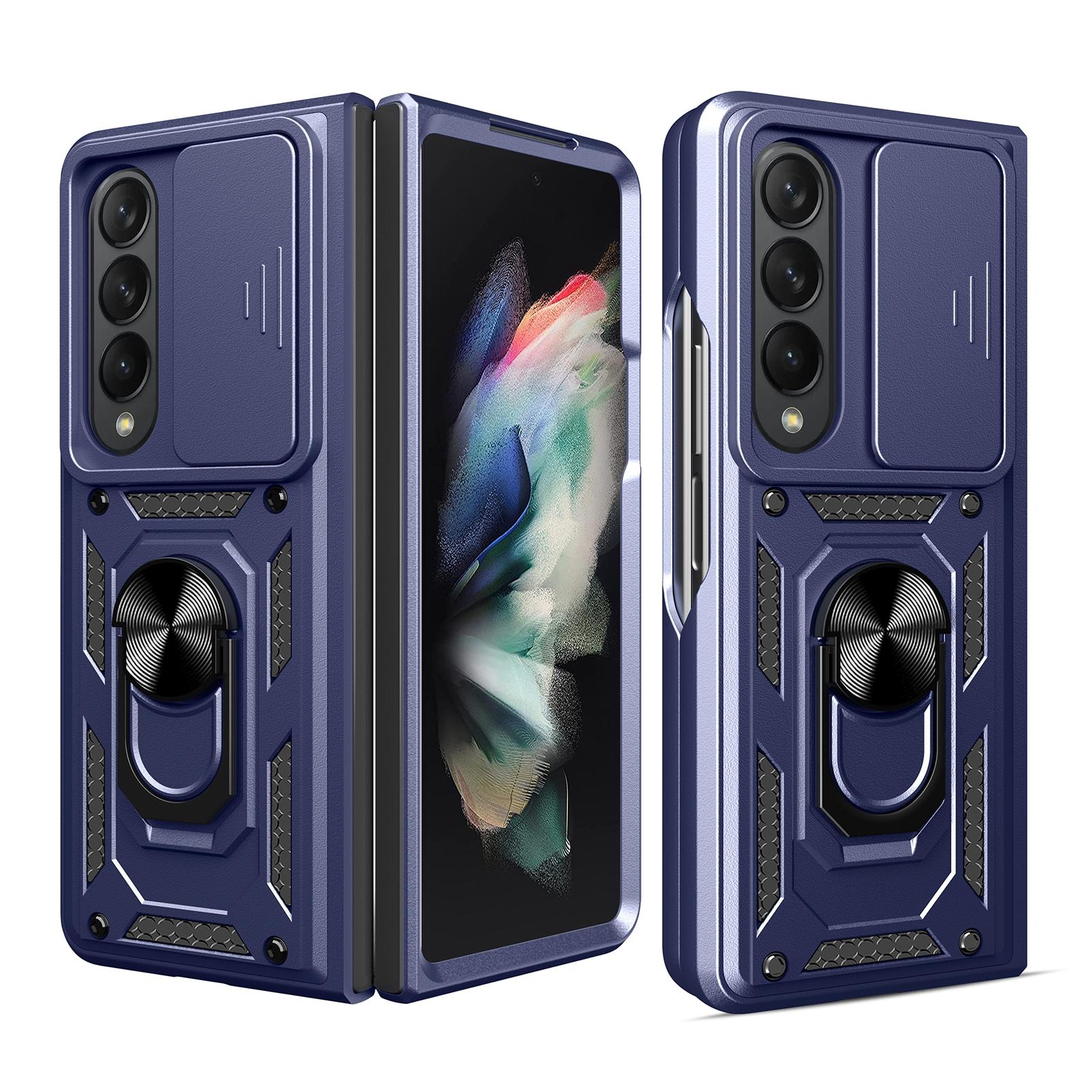 Samsung Galaxy z Fold 4 Tpu Pc Case with Sliding Camera Cover - Blue