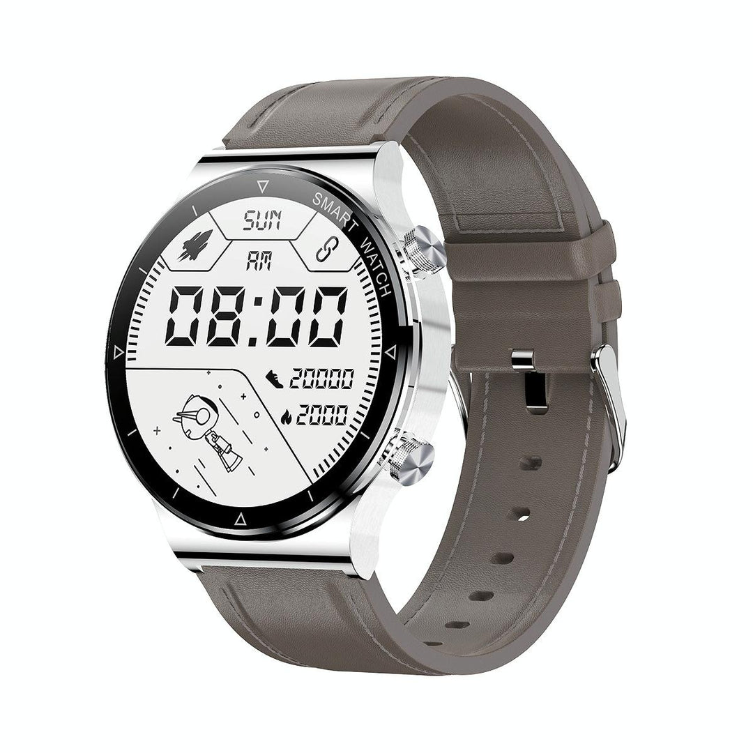 1.32 Inch Heart Rate Sleep Monitoring Smart Watch - Silver Leather