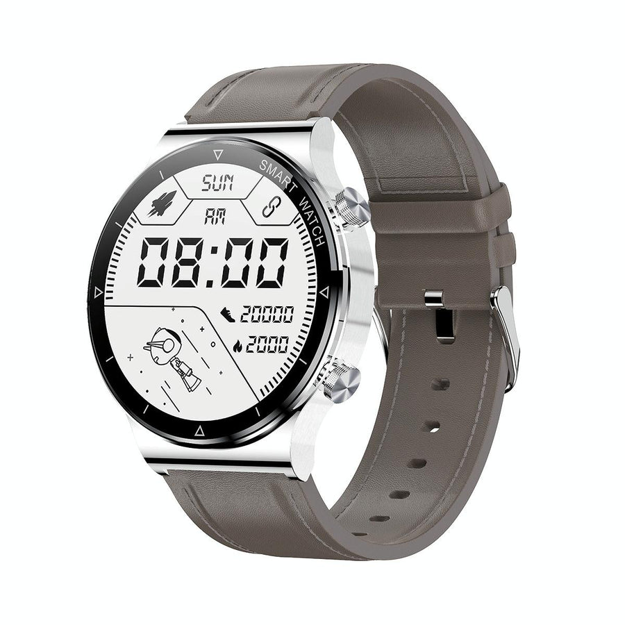 1.32 Inch Heart Rate Sleep Monitoring Smart Watch - Silver Leather
