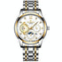Men Three-eye Hollow Quartz Sports Watch - Between Gold White Surface