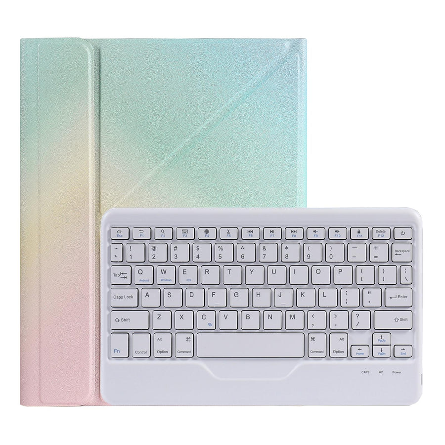Bluetooth Keyboard Leather Case For Ipad 9.7 With Triangle Holder & Pen Slot - Gradient Purple