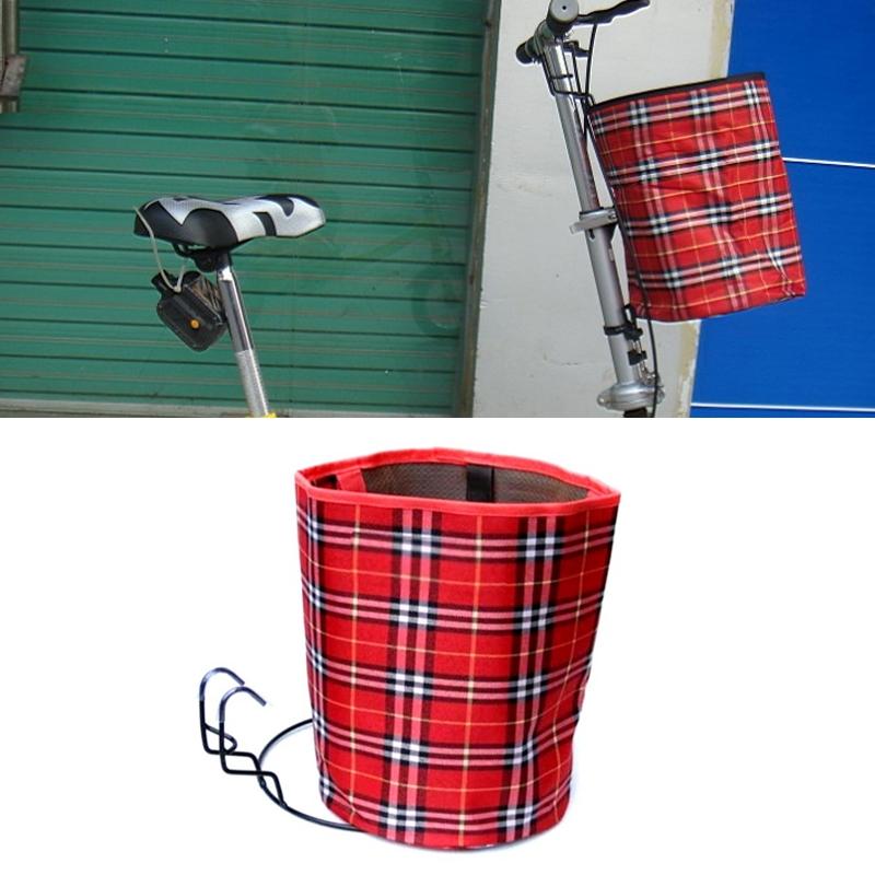 Folding Cloth Bicycle Basket For Hanging - Red Square
