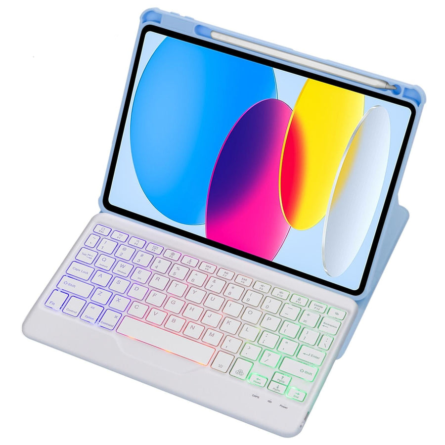 360 Rotation Bluetooth Keyboard Leather Case For Ipad 10.9 2022 With Backlight - Green