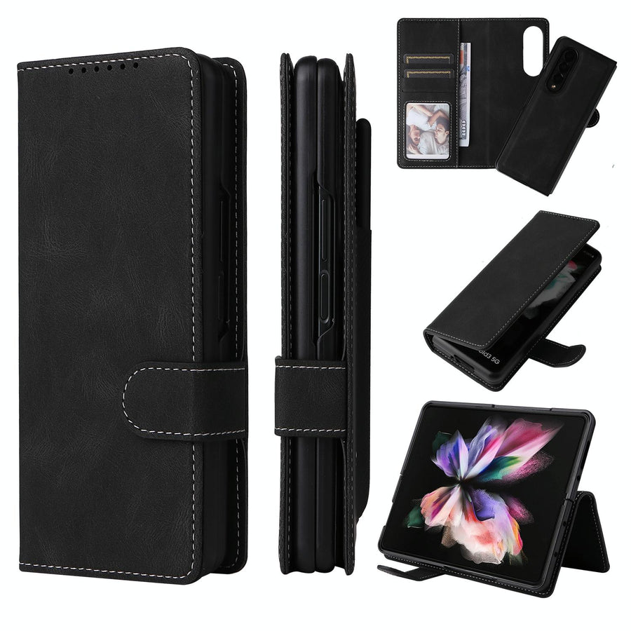 For Samsung Galaxy Z Fold4 5G Foldable Leather Case - Detachable - Black