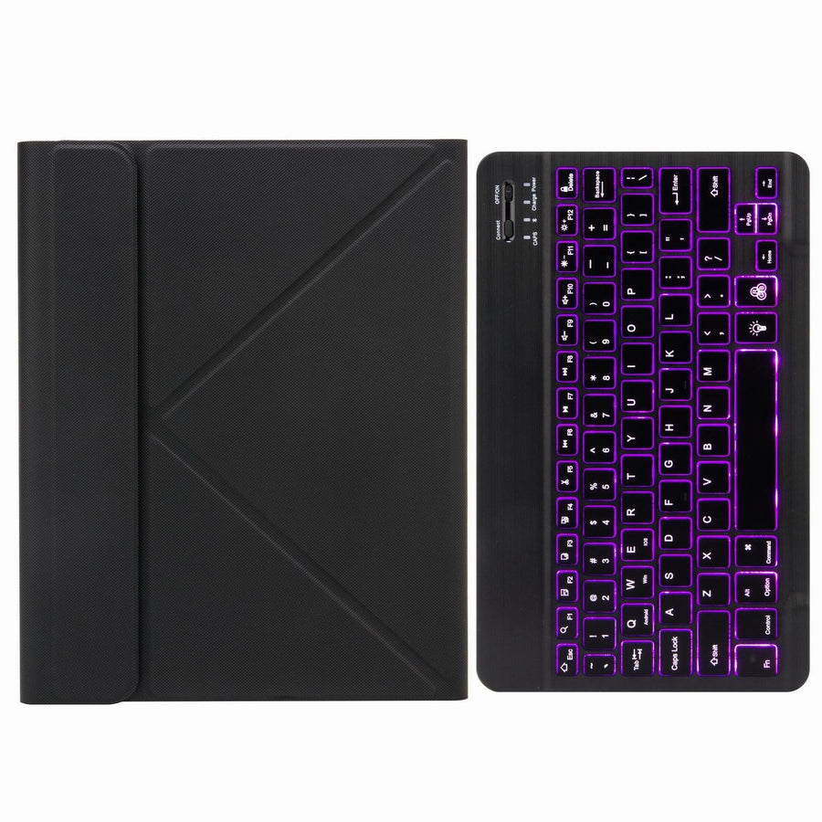 Bluetooth Keyboard Leather Case For Ipad 9.7 2018 / 2017 With Backlight & Three-Fold Holder - Black
