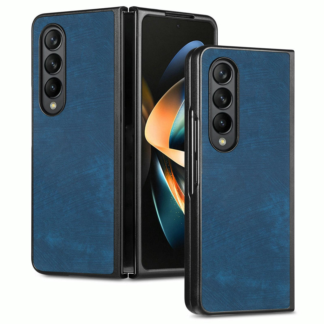 For Samsung Galaxy Z Fold4 5G Pu Back Cover - Solid Colour - Blue