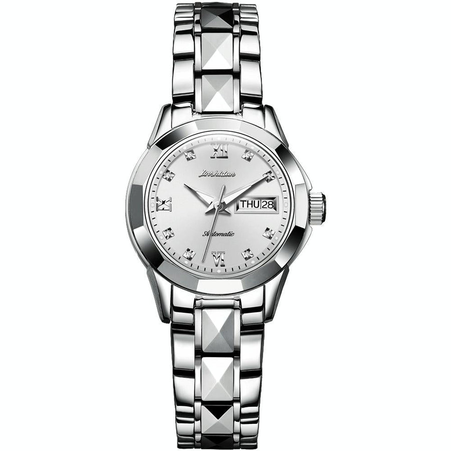 Stylish Waterproof Luminous Women Automatic Watch - 8813 - Silver White