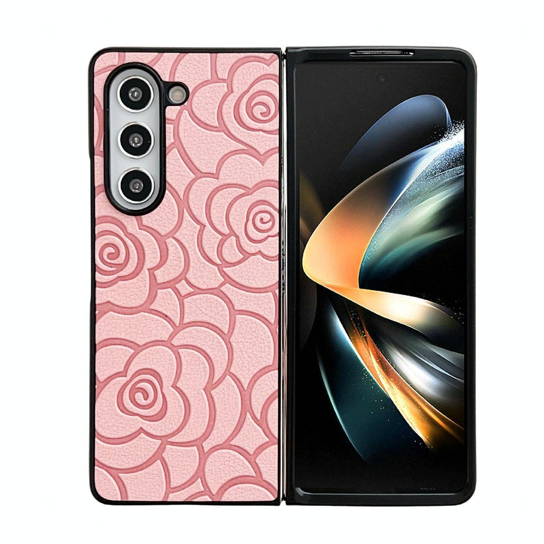 For Samsung Galaxy Z Fold4 5G Floral Print Protective Phone Case - Pink